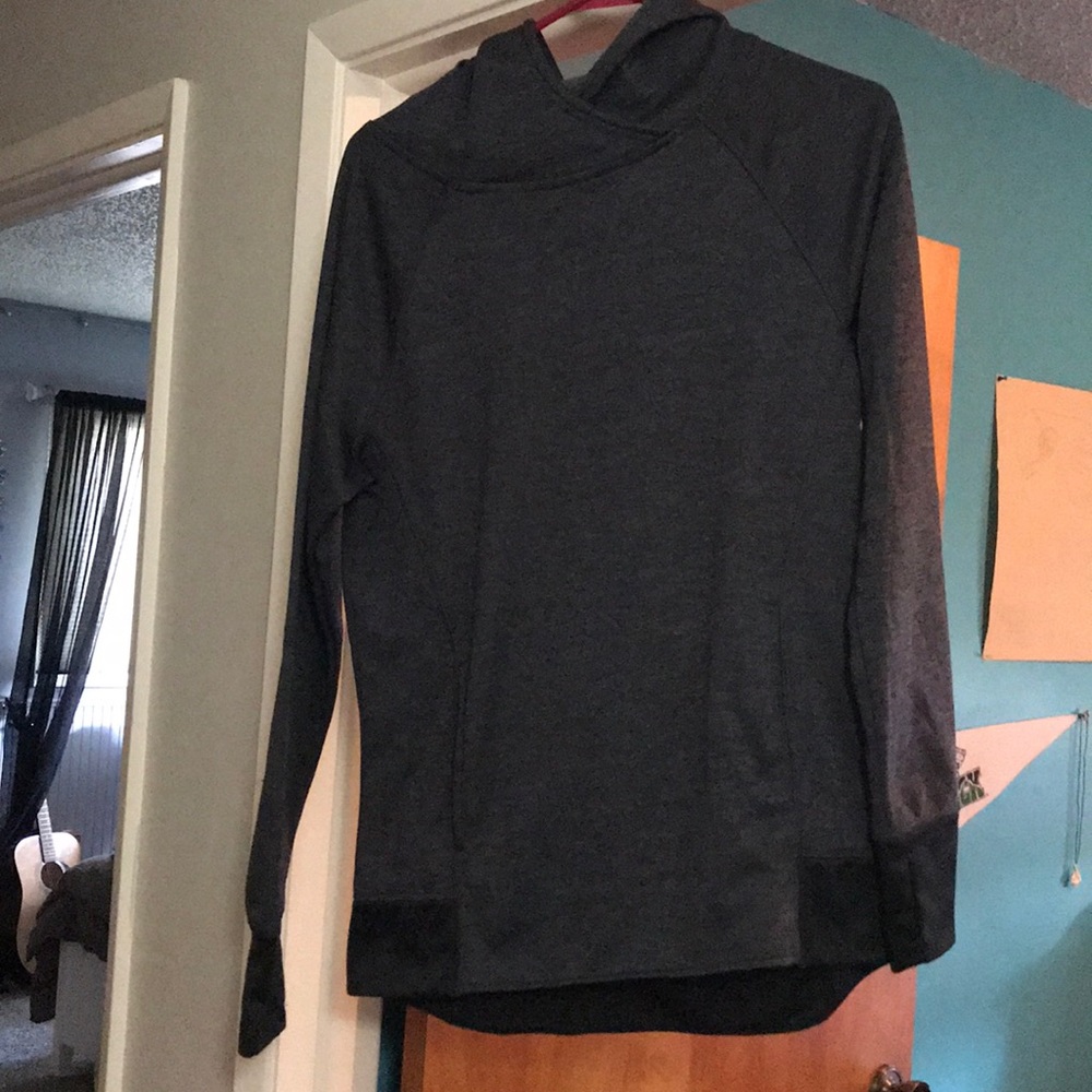 Grey/black champion hoodie
